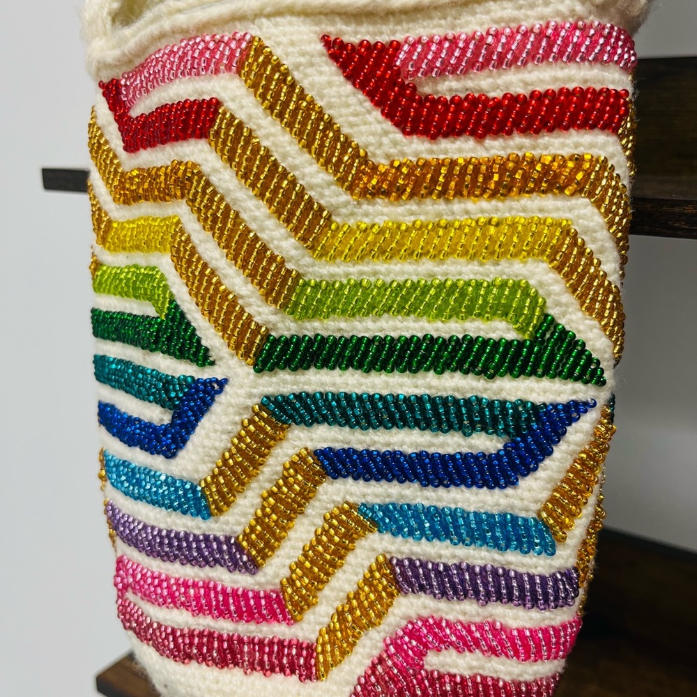 Colorful Beaded Chevron Pattern Bag